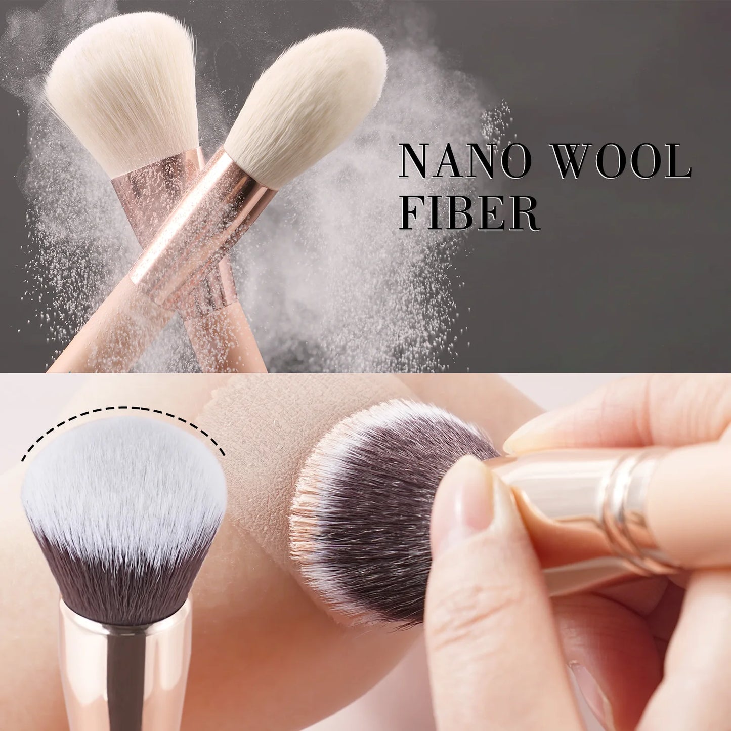 Wellness Pink Makeup Brushes Details : Nanometre Wool Fibre thistles