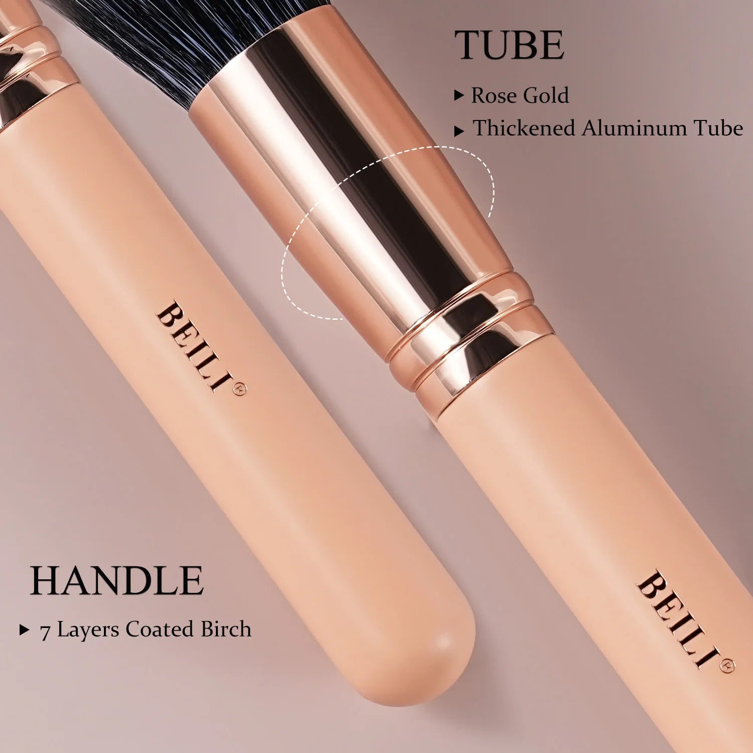 Wellness Pink Makeup Brushes Details : 7 layers Coated Birch Picture show 2 Brushes handles  
