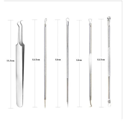 Health care products Acne Blackhead Remover Needle Stainless-Steel anti-allergic tweezers material 5 pieces offers shown 