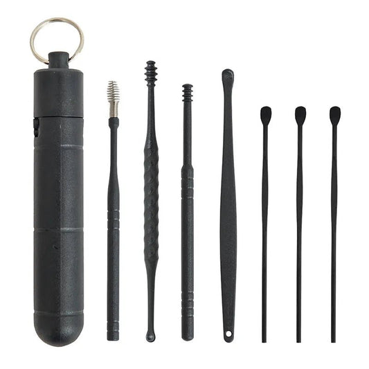 Health care products Ear Cleaner Earwax Removal Tool 7 Pieces/set Black Colour with storage plastic box