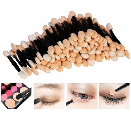 Jem Wellness Collection Makeup Disposable Eyeshadow Brush Dual Sided 5/50 Pieces Picture of the product and use of the brush on the eyelid