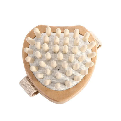 Massage Therapy Accessories 2 in 1 Dry Skin Body Massage Brush Picture of a hearth shape brush with 40 acupuncture points offers 