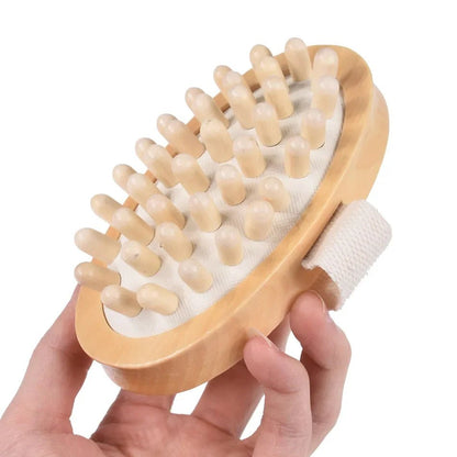 Massage Therapy Accessories 2 in 1 Dry Skin Body Massage Brush Picture of an oval shape brush with 30 acupuncture points offers  