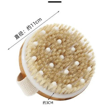 Massage Therapy Accessories 2 in 1 Dry Skin Body Massage Brush Picture of the round brush offers with sizes 11 cm diameter and 3 cm thick