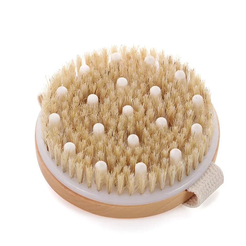 Massage Therapy Accessories 2 in 1 Dry Skin Body Massage Brush Picture of the round brush offers 