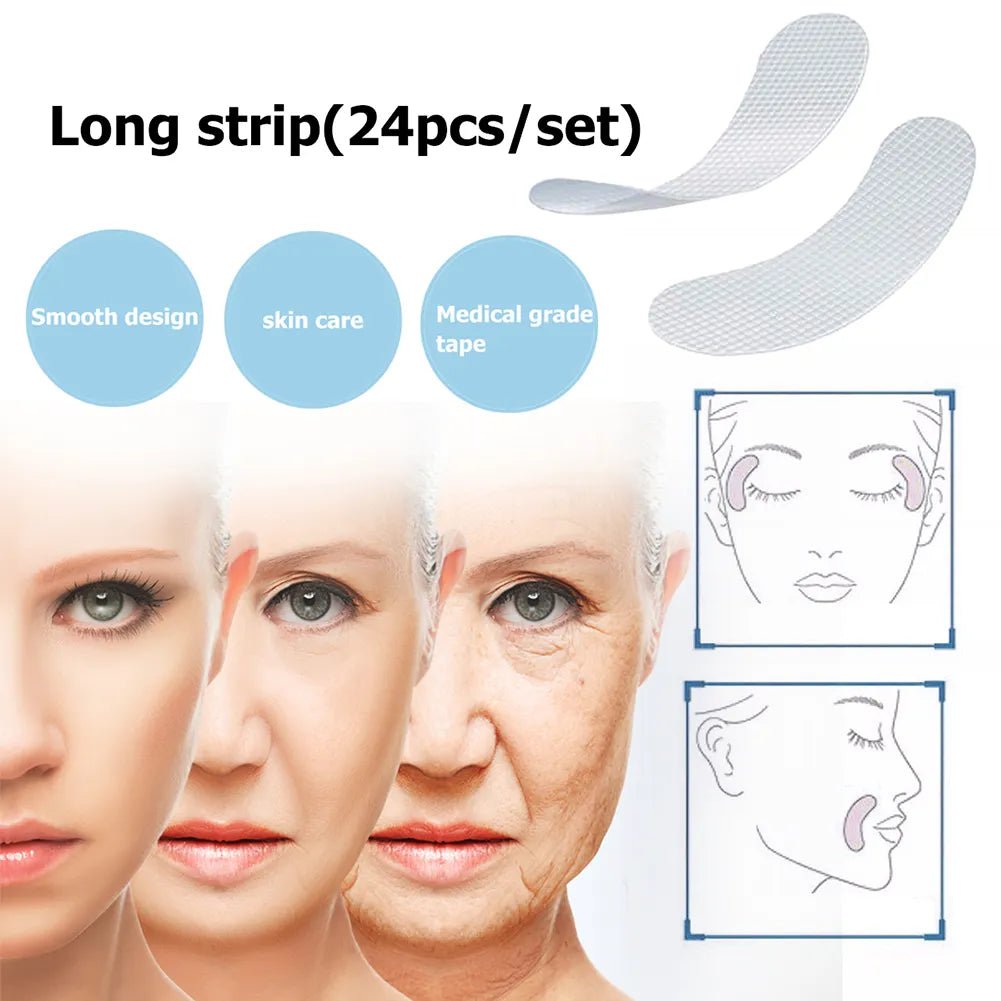 Thin Face Stickers Unisex EVA Anti-wrinkle (24 pieces, long strip shape) Offers See the face a old lady before and after use. 