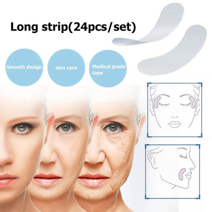 Thin Face Stickers Unisex EVA Anti-wrinkle (24 pieces, long strip shape) Offers See the face a old lady before and after use. 