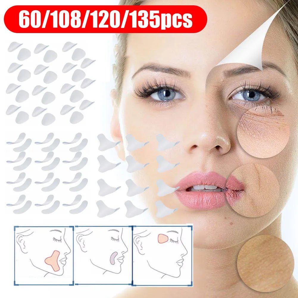 Thin Face Stickers Unisex EVA Anti-wrinkle (12 to 135  pieces) See a lady face, before and after use.