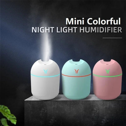 Wellness Mini Air Humidifier Aroma Essential Oil Diffuser 250ml Small Space High Capacity 3 Colours white, green and pink